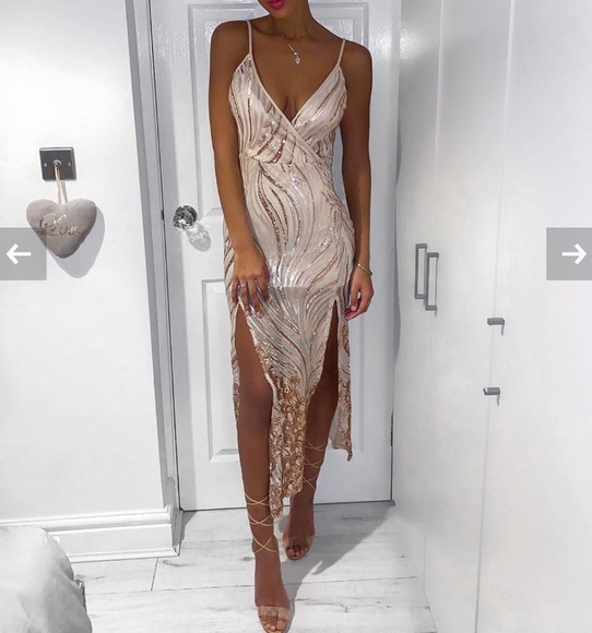 Final Sale!3 left!!sequin  thigh split strappy - Picture 3 of 5